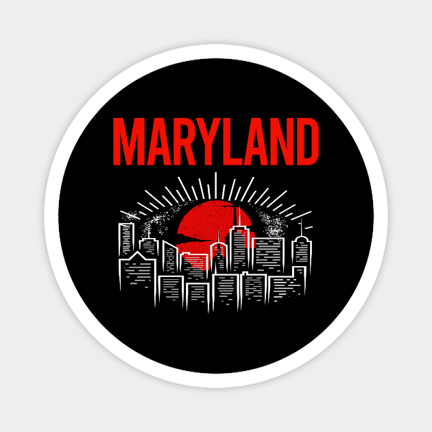 Red Moon Maryland Magnet by flaskoverhand